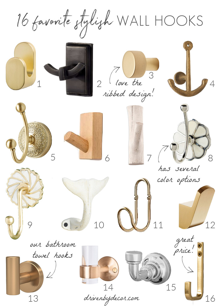 Organize in style with decorative hooks in various designs and materials