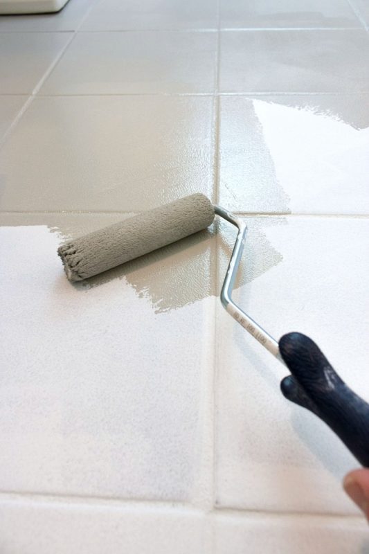 How To Paint A Tile Floor The Tools Tips That Work Driven By Decor   Roller Paint Bathroom Ceramic Tile Floors 533x800 