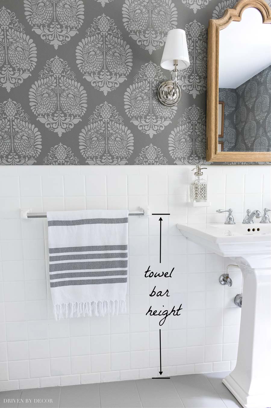 Where should the 10 hand towel bar go in this bathroom? : r