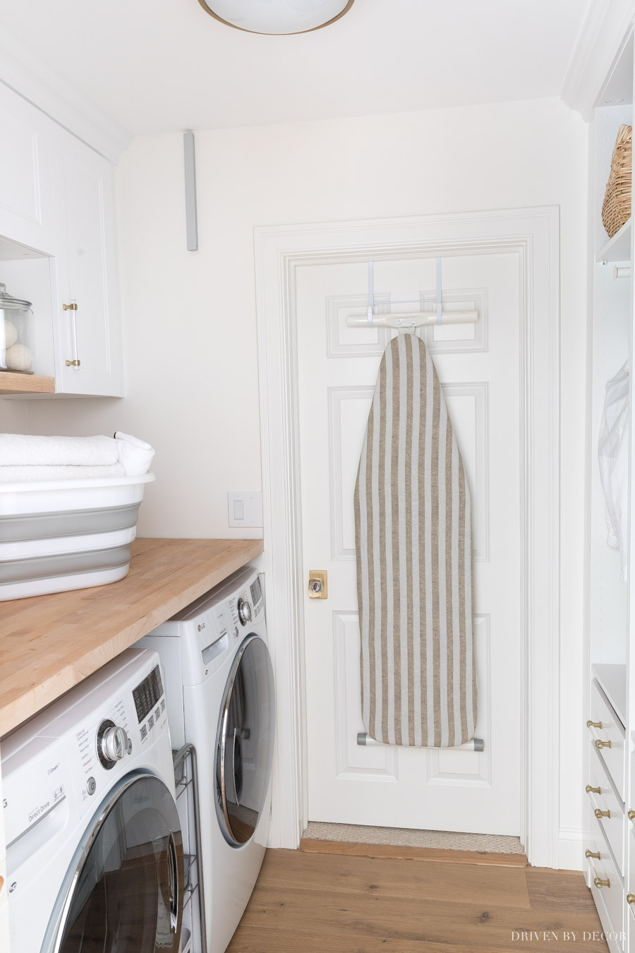 Over Washer Dryer Storage Idea: Mount a Hutch Top to the Wall
