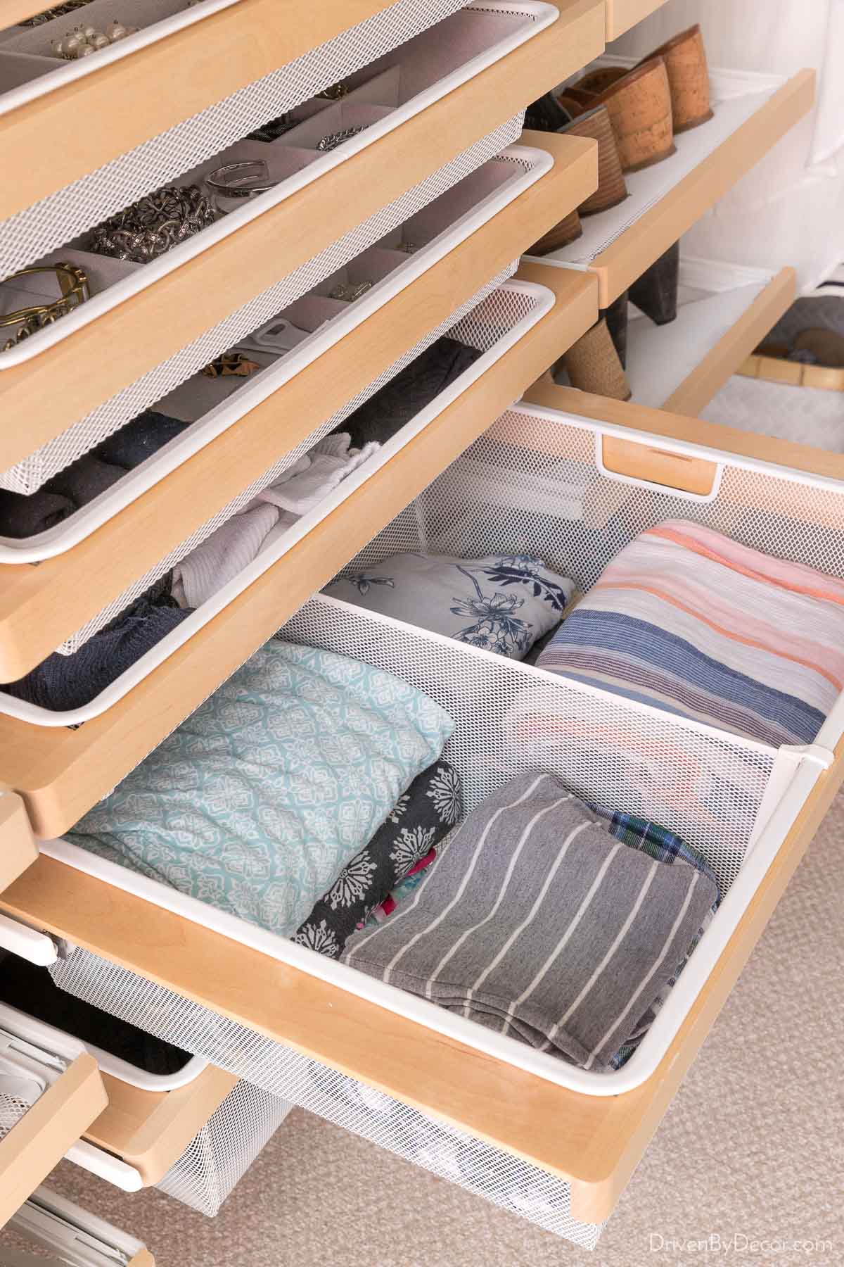 Elfa drawer units are perfect for any room or storage need in your